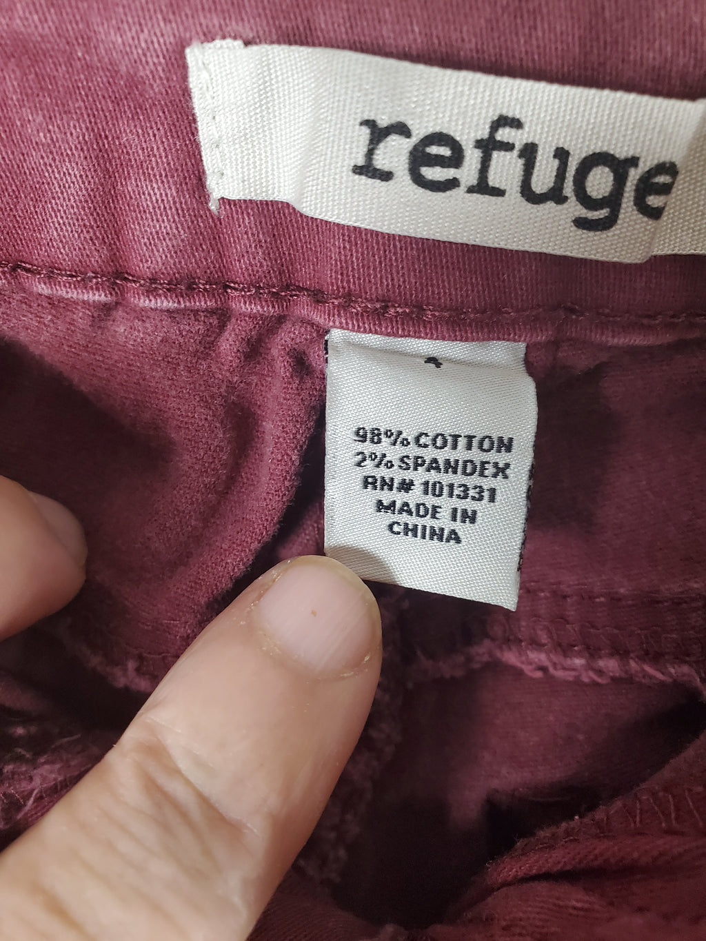 Refuge Women's Burgundy Skinny Jeans Size 4