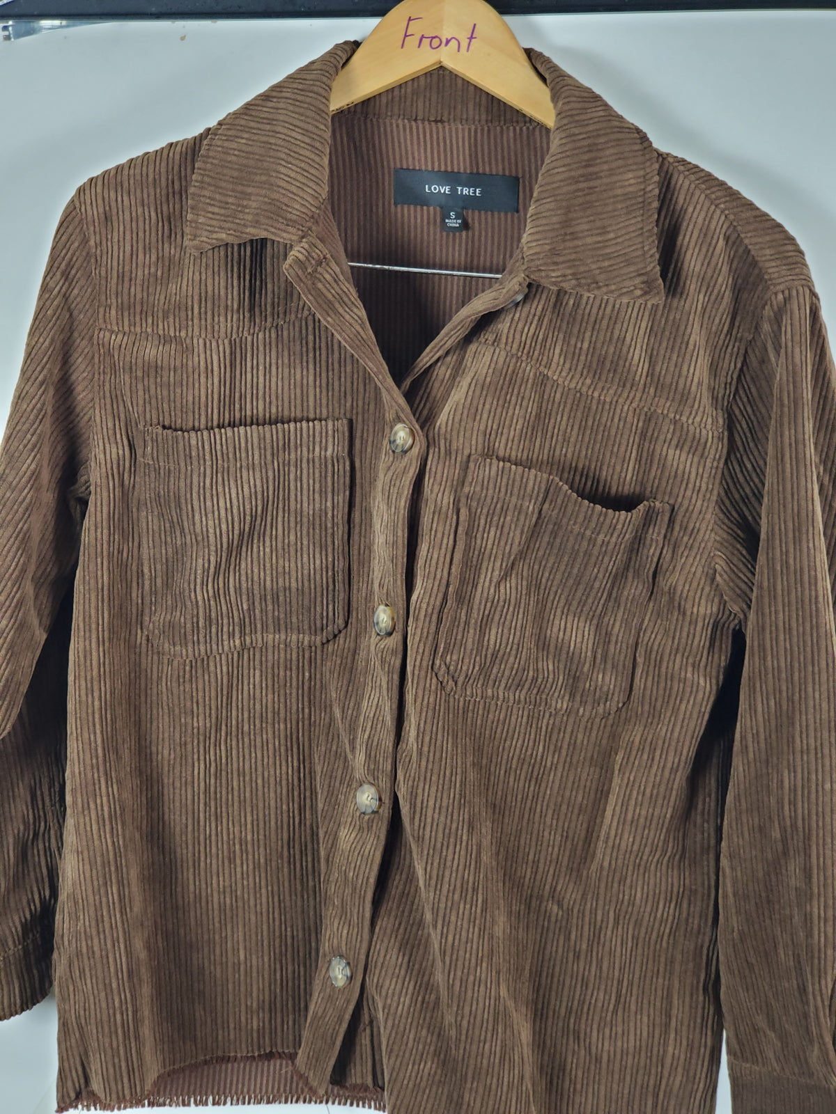 Love Tree Brown Corduroy button up shirt Size S