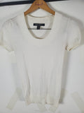 Active Basic White Short Sleeve Sweater Top Size S