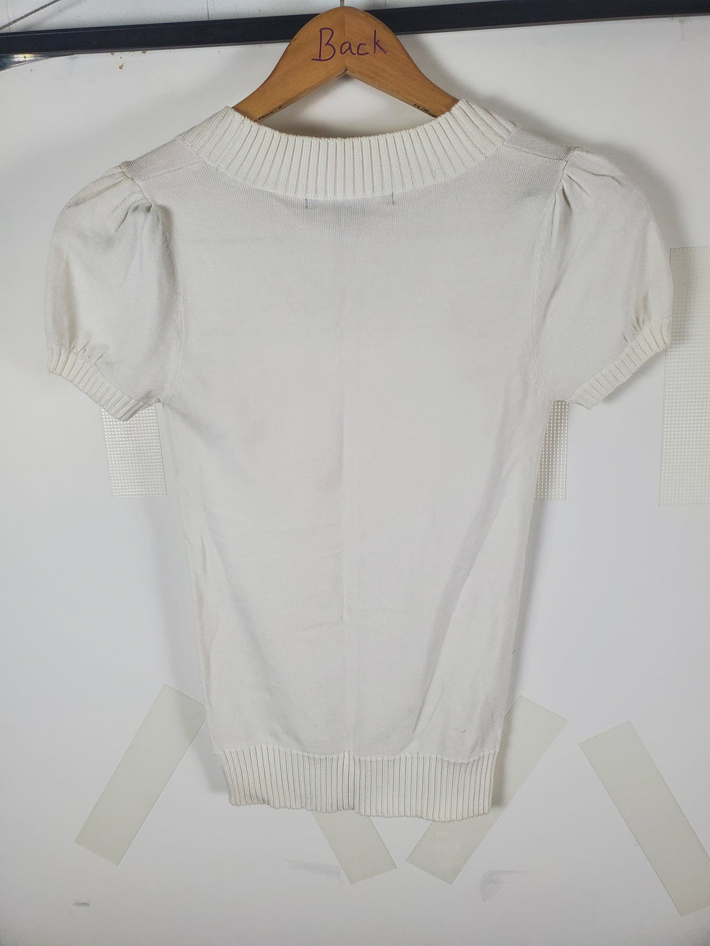 Active Basic White Short Sleeve Sweater Top Size S