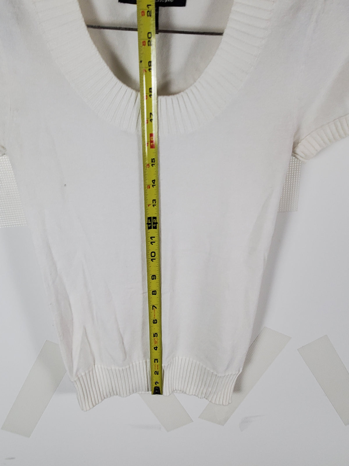 Active Basic White Short Sleeve Sweater Top Size S