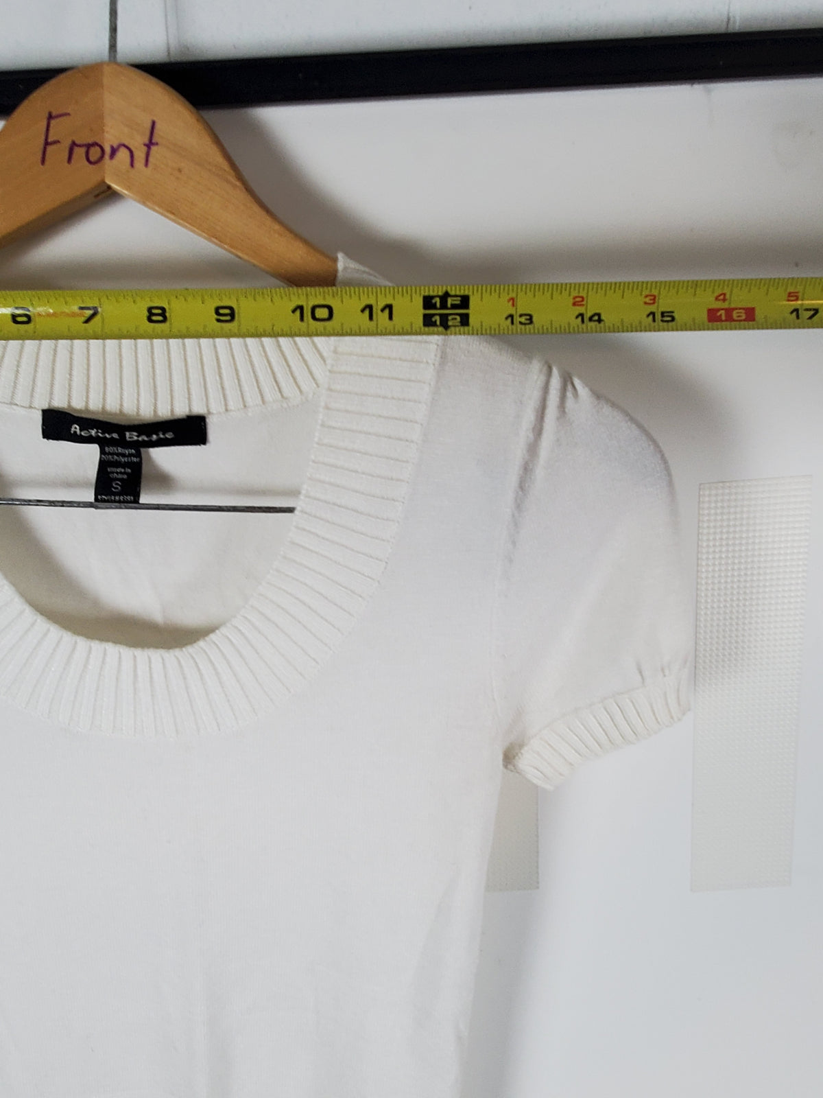 Active Basic White Short Sleeve Sweater Top Size S