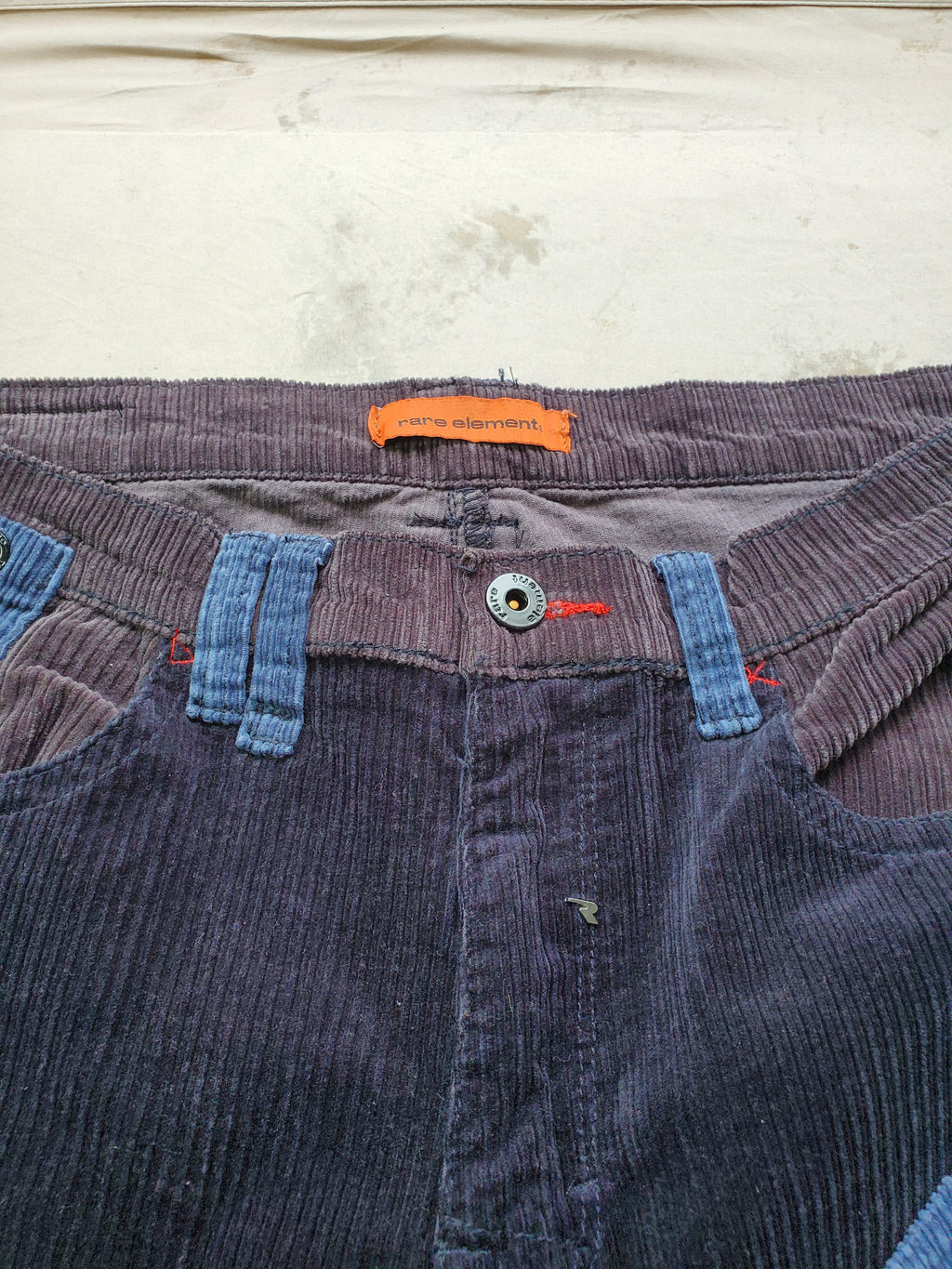 Rare Element Patchwork Corduroy Pants – Size 32x35 – Unique Workwear Style