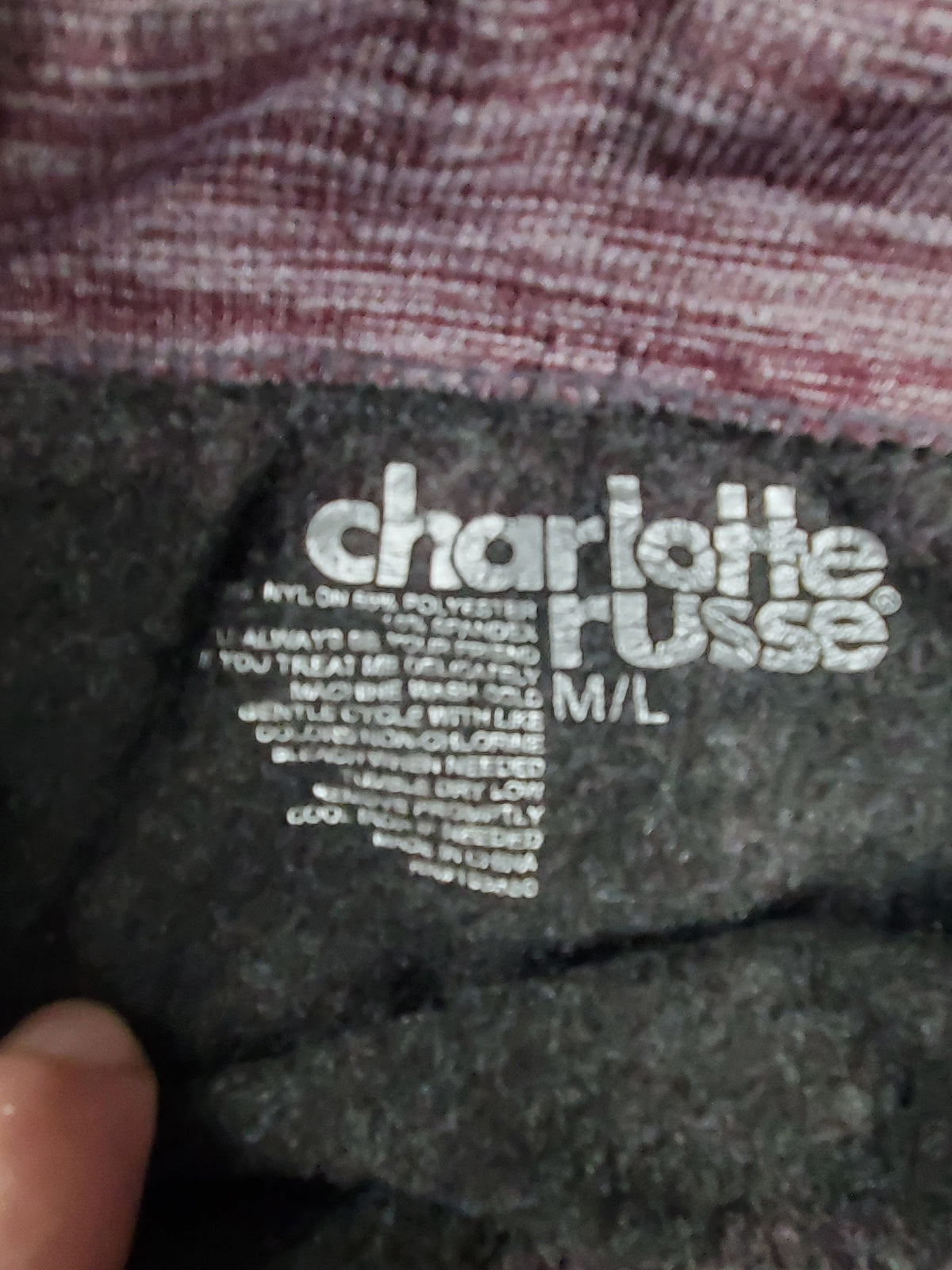 Charlotte Russe Stretch Leggings M/L Burgundy Heathered 24x24 Unstretched
