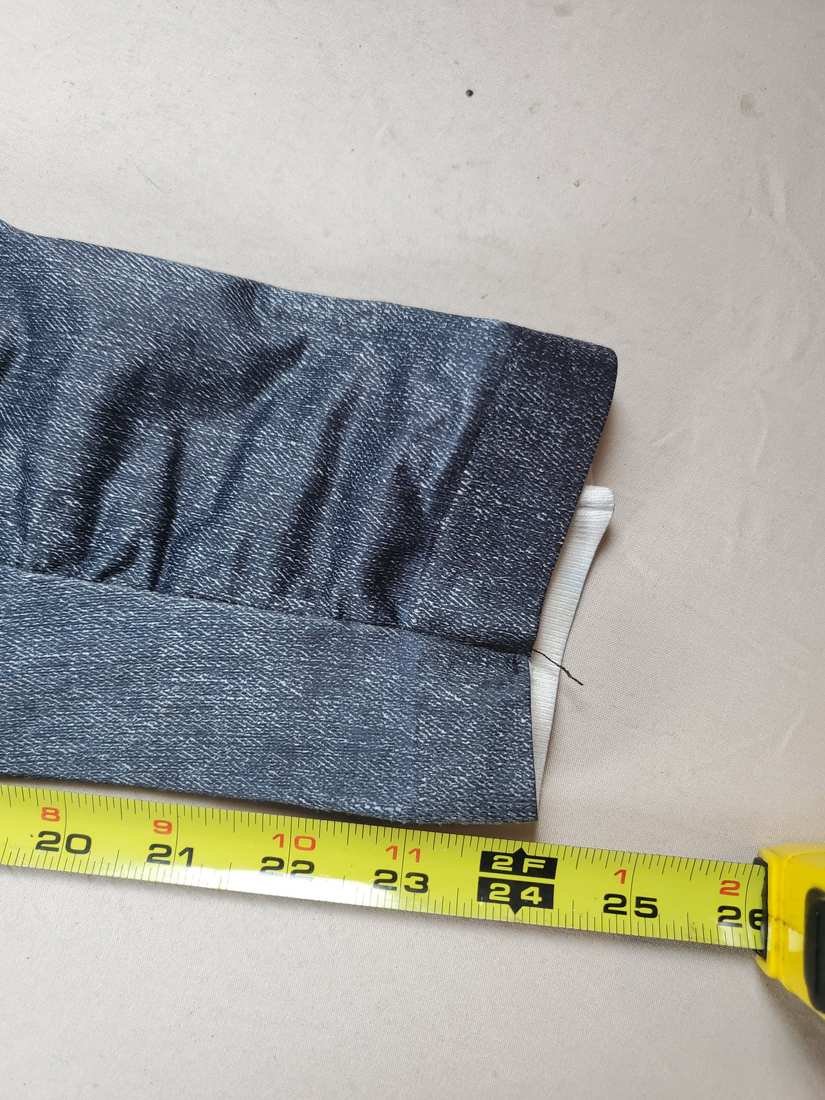 Just One Leggings – Distressed Denim Print – Slit Side Accents – 26x24 Unstretched