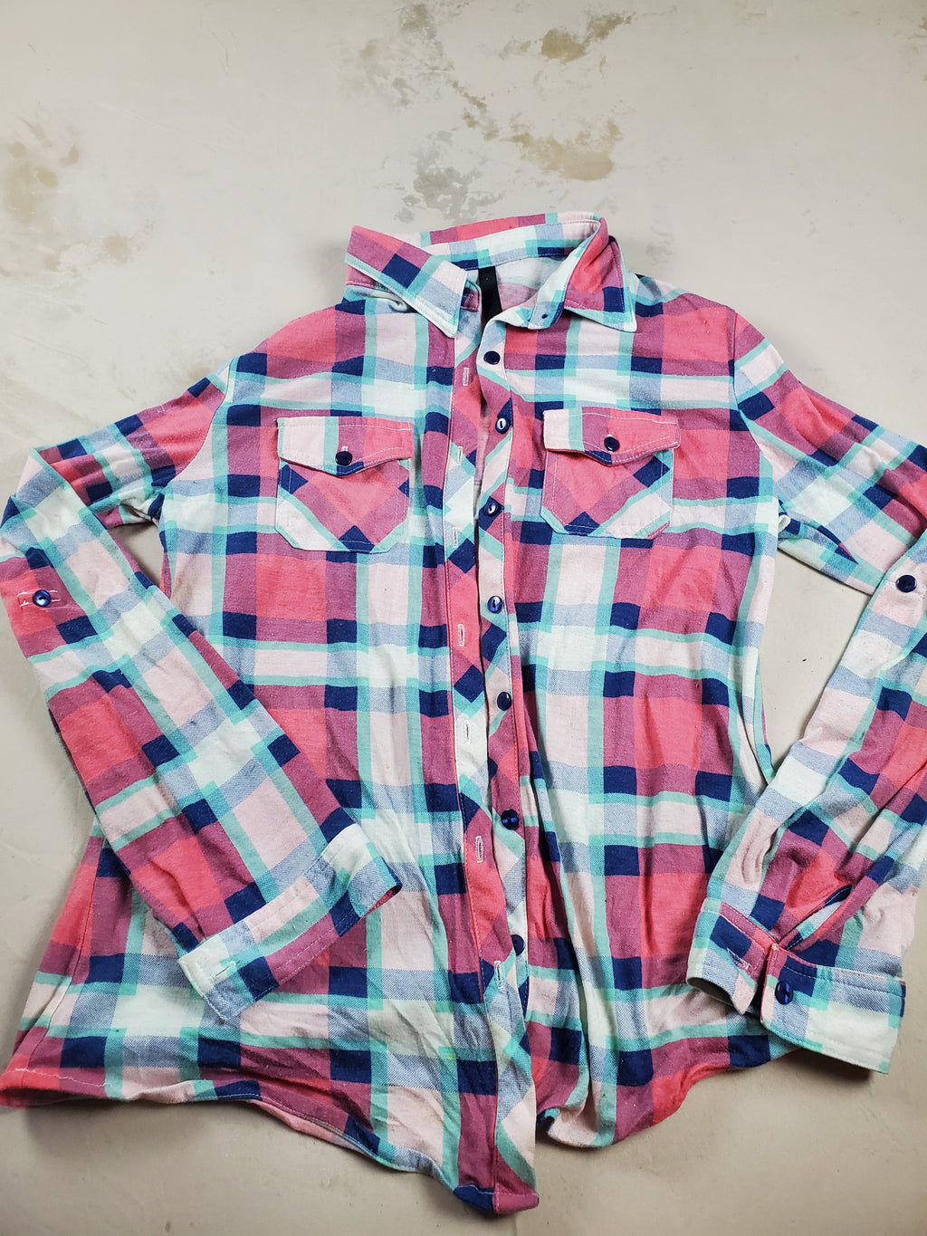 GH Bass Pink and Blue plaid top
