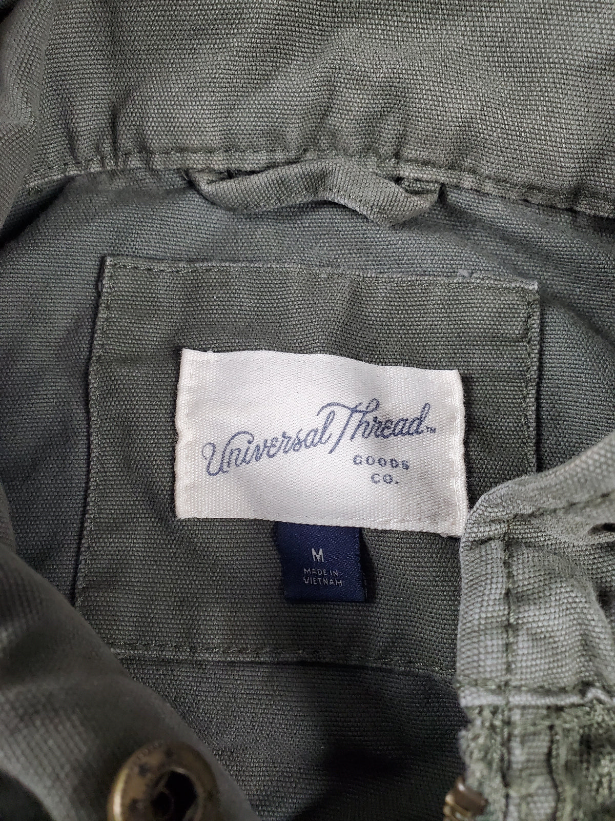 Universal Thread Army Green denim zip up hoodie with snap pockets Size M