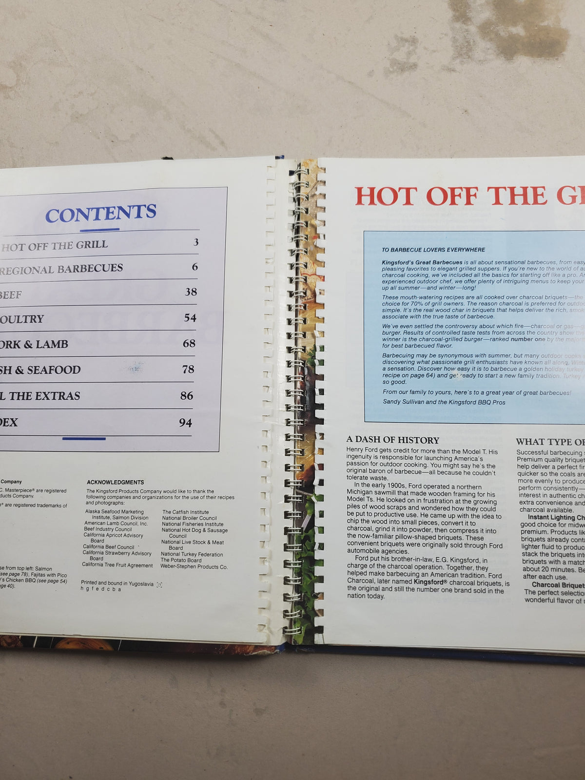 Kingsford Great Barbecues cookbook, Spiral Bound