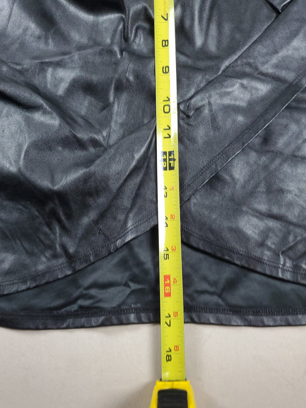Windsor Faux Leather cross flap Mini Skirt – Black – Zip Detail – Size 29” Waist