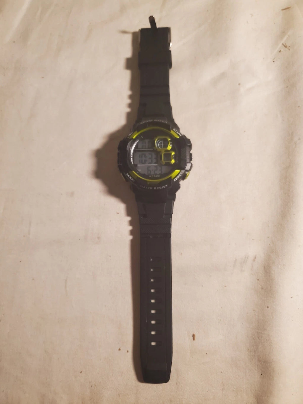 Digital Men's Watch Black with Lime Accents. Water Resist to 50m