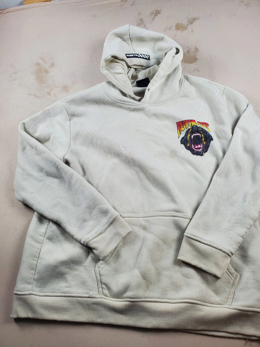 RGSTR “Ruthless” Bear Graphic Hoodie – Size M – No Hood String