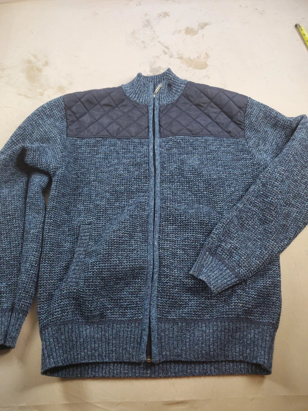Gioberti Cardigan Sweater Men L Blue Full Zip Mock Lined Long Sleeve