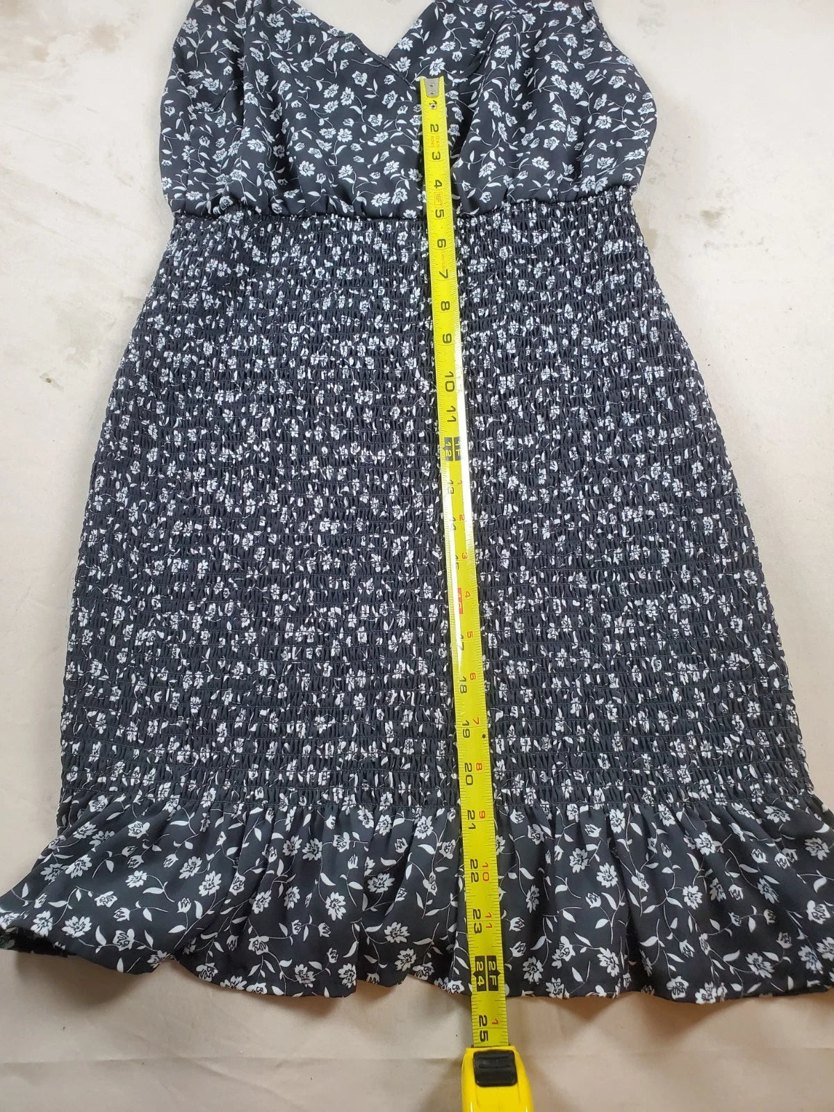 Love Tree Women’s Floral Spaghetti Strap Dress – Size L – Ruffle Hem