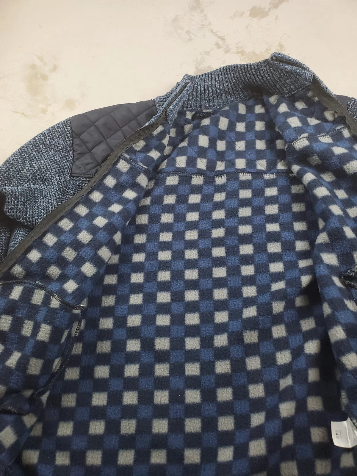 Gioberti Cardigan Sweater Men L Blue Full Zip Mock Lined Long Sleeve