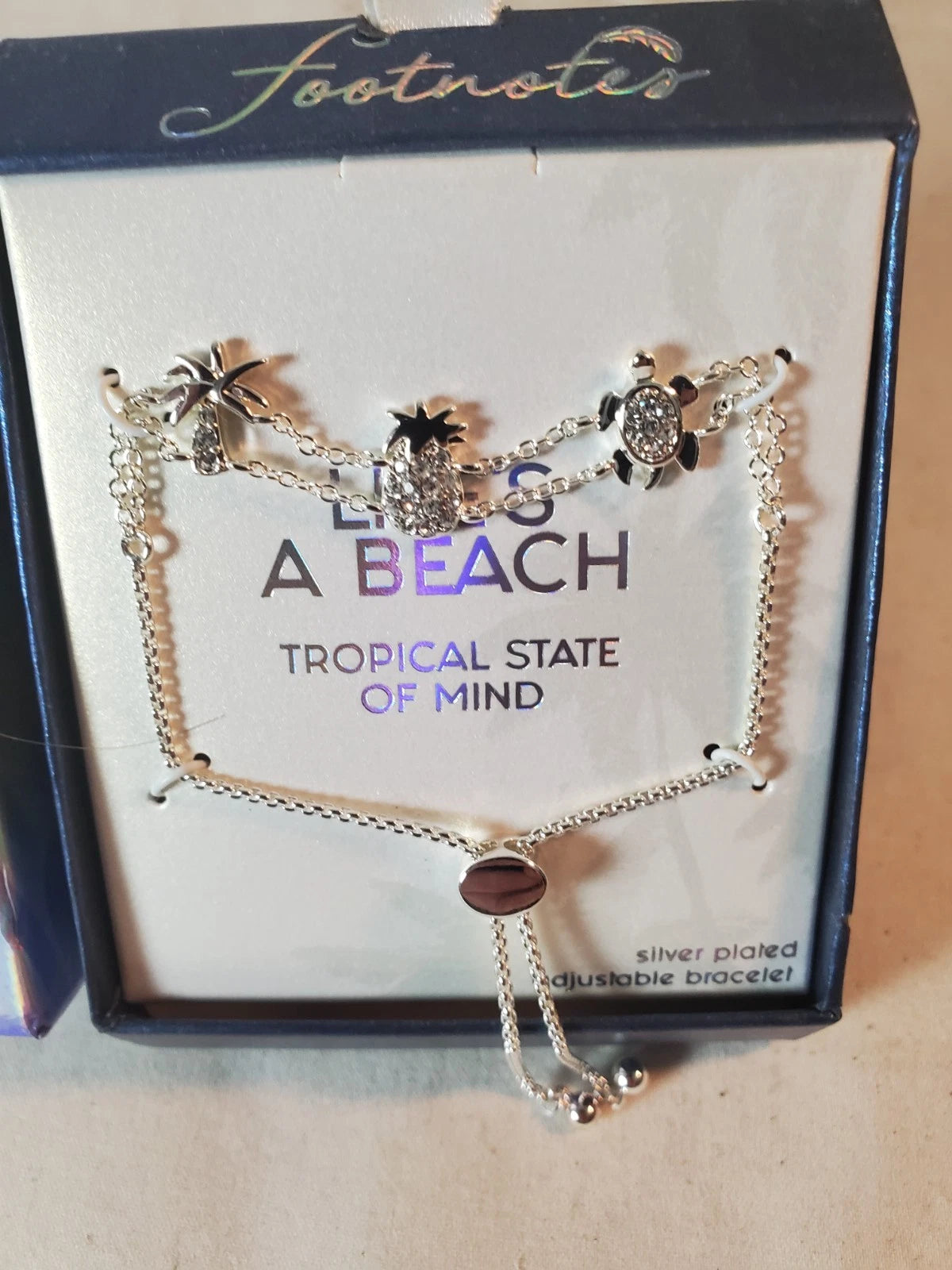 Footnotes Silver Plated Nautical Adjustable Bracelet NIB - Lifes a Beach