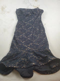 Bebe Formal Strapless Black Lace Bodysuit Dress nude lining Zipper Back – Size S