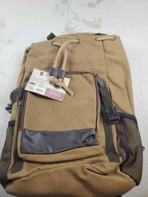 BC Outfitters Tan Canvas Rucksack Backpack Outdoor Hiking Computer bag NWT