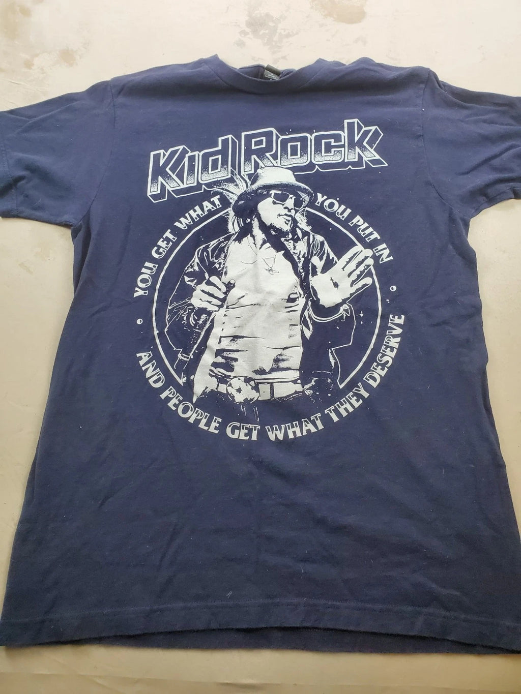 Kid Rock Navy Blue T‑Shirt – Size M – White Graphic Print – “You Get What You...