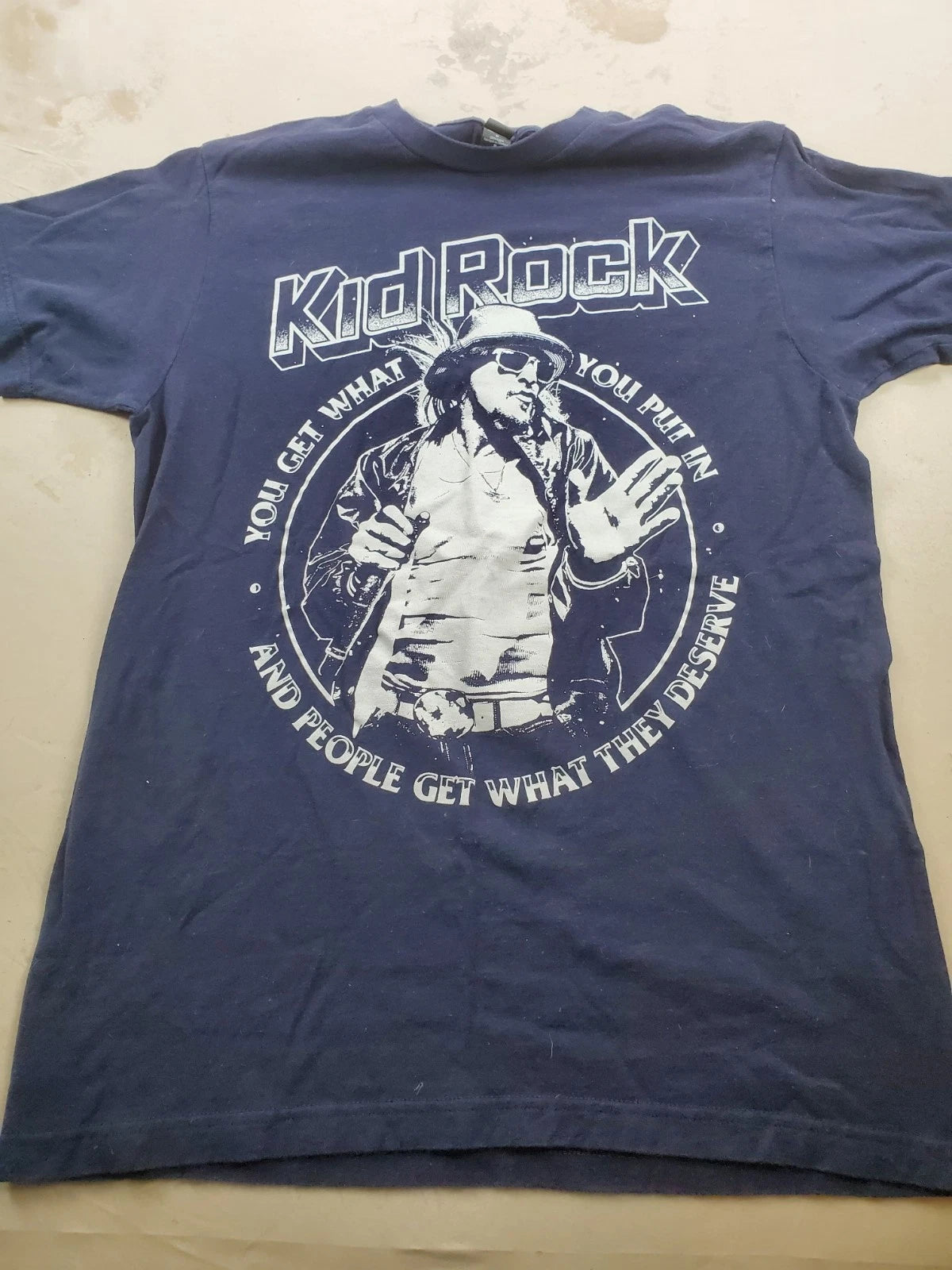 Kid Rock Navy Blue T‑Shirt – Size M – White Graphic Print – “You Get What You...