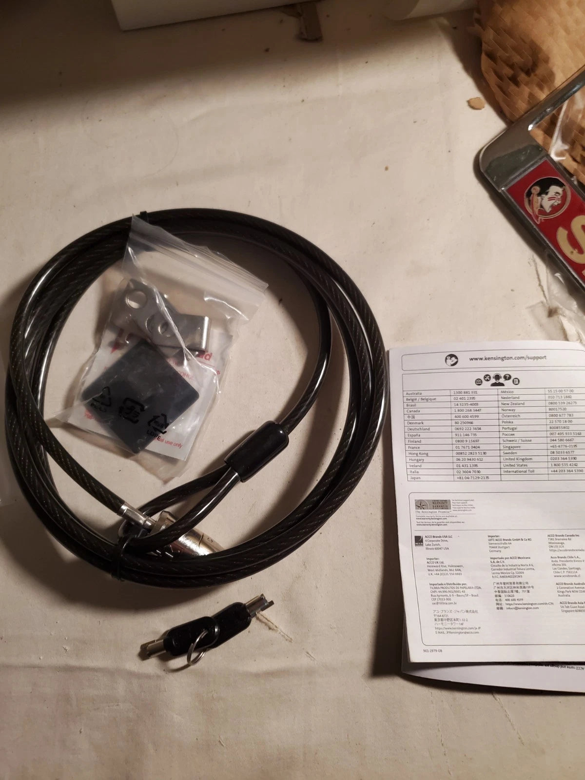 Kensington Desktop &amp; Peripherals Locking Kit 2.0 Black K64425S NEW - Open Bag