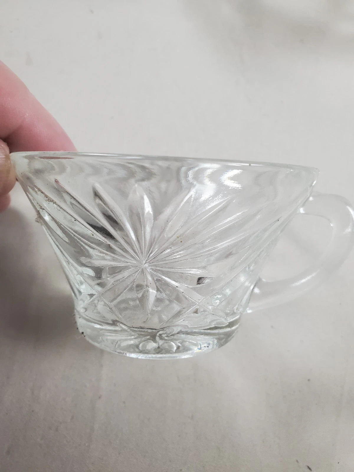 Anchor Hocking Set of 7 Eapc Star of David Glass Punch Cup Vintage