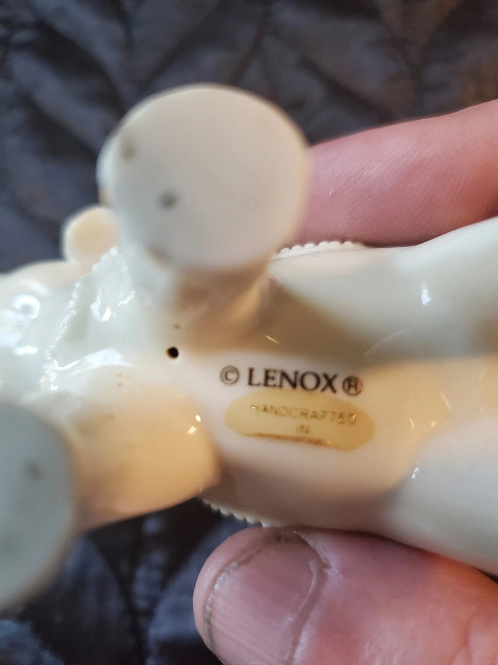 Lenox, Small Porcelain Elephant Figurine with gold eyes and toes