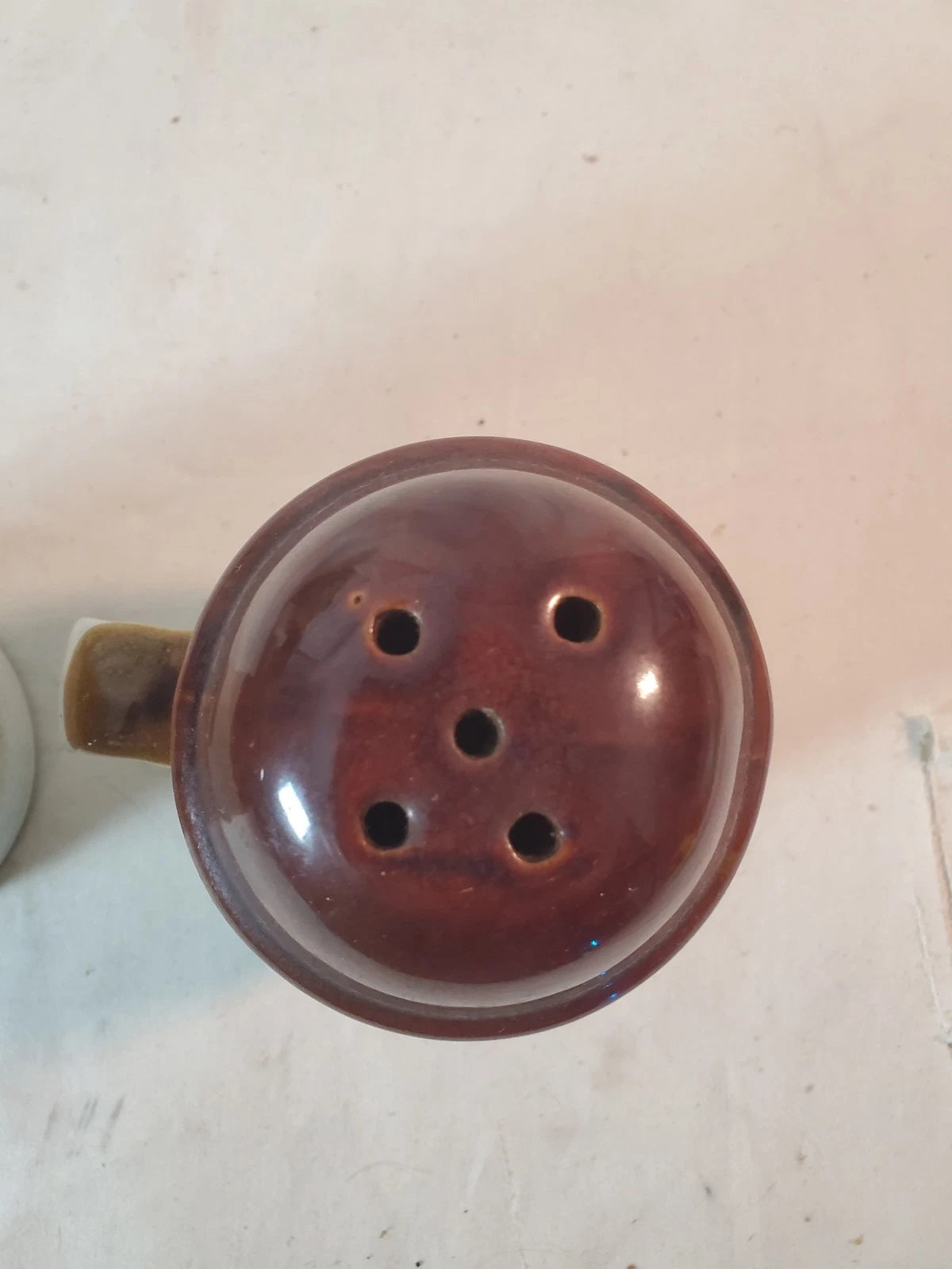 Vintage Stoneware Salt and Pepper Shakers Vintage, Brown Tan, Large