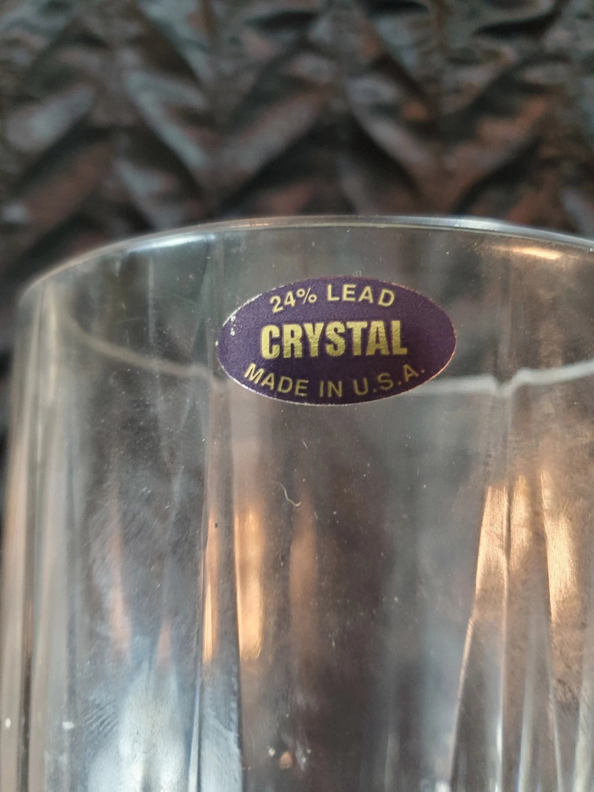 24% Lead Crystal Vase Made in USA Heavy Cut Glass Vase 6" Tall 3 lbs