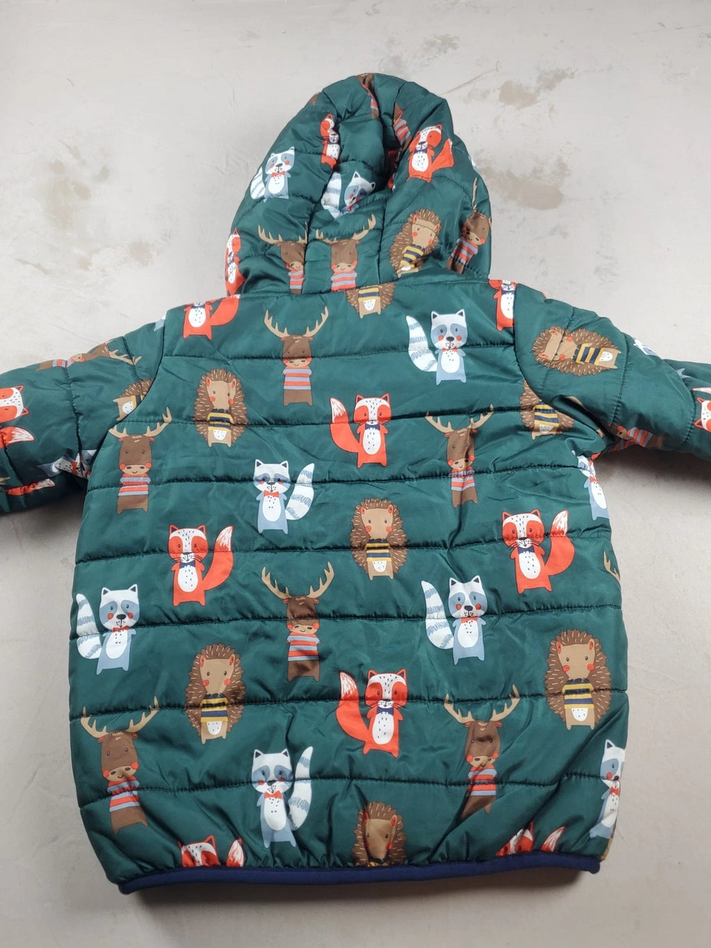 The Children’s Place Winter Coat–Green–Fox<wbr/>, Raccoon &amp; Moose Characters – Size 4T