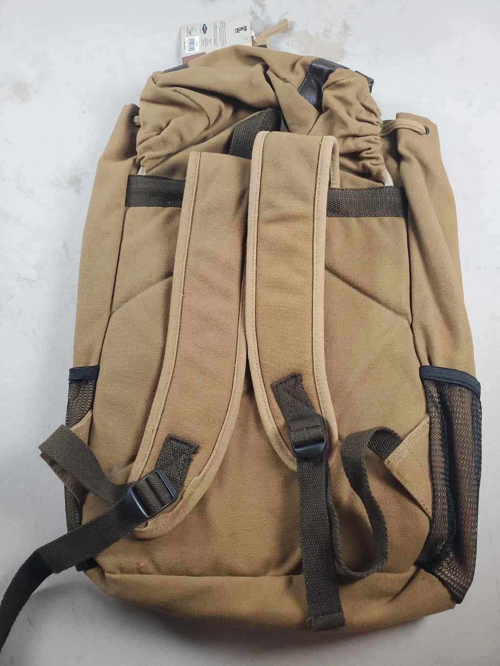 BC Outfitters Tan Canvas Rucksack Backpack Outdoor Hiking Computer bag NWT