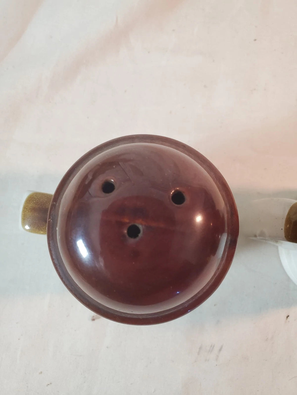 Vintage Stoneware Salt and Pepper Shakers Vintage, Brown Tan, Large