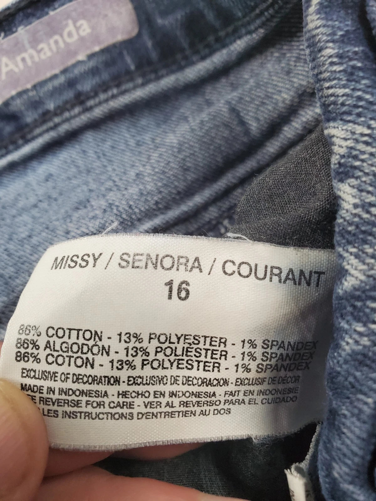 Gloria Vanderbilt Amanda High Rise Jeans Dark Wash Tapered Straight Size 16