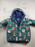 The Children’s Place Winter Coat–Green–Fox<wbr/>, Raccoon &amp; Moose Characters – Size 4T