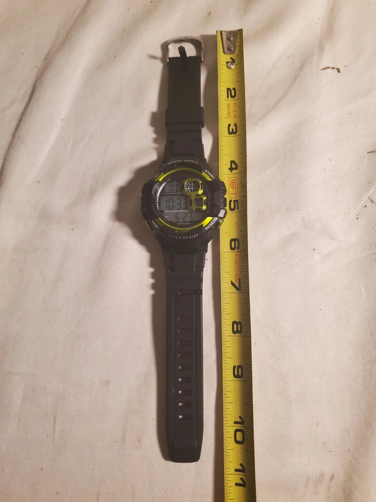 Digital Men's Watch Black with Lime Accents. Water Resist to 50m