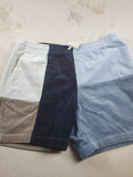 Pacsun Men's Volley Corduroy Shorts Patchwork Drawstring Pull On Blue, Tan Sz L