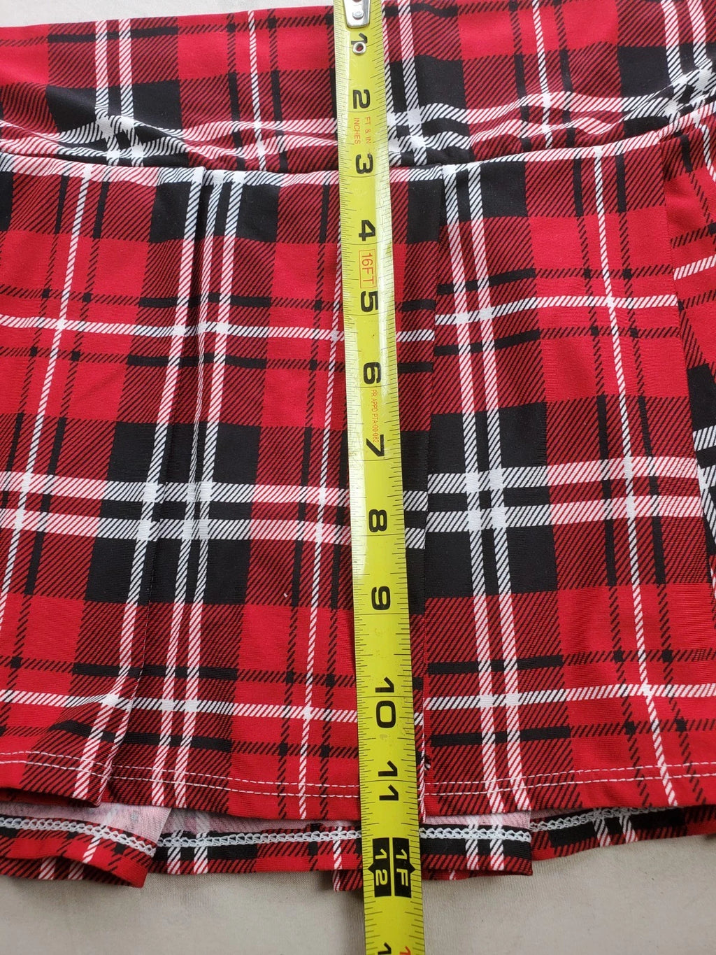 Body Rage Red Plaid Super Mini Skirt – Spencer’s – 11" Length – Size M/L