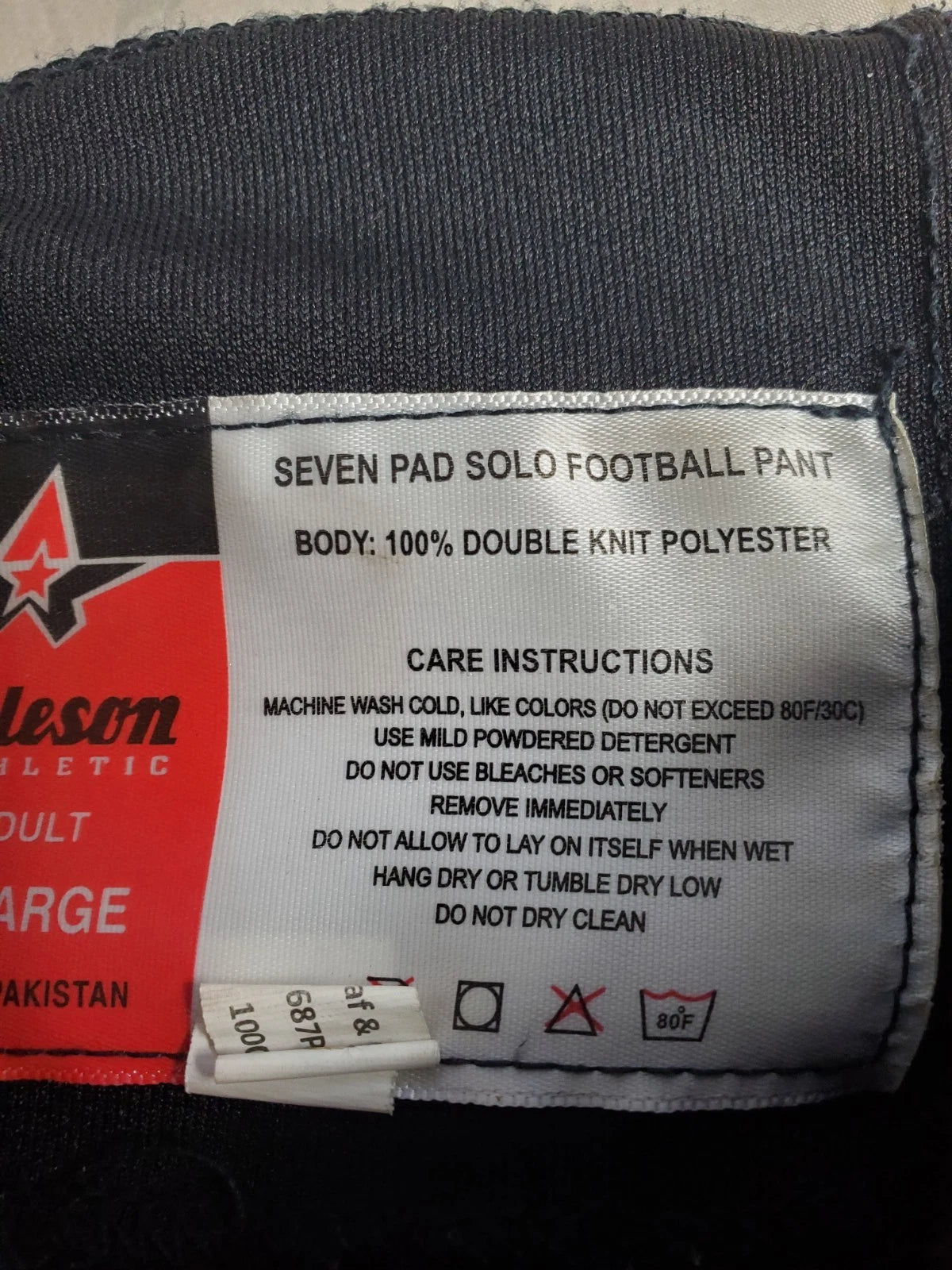 Alleson Athletic Men’s XXL 7-Pad Integrated Football Pants Black - Exc Condition