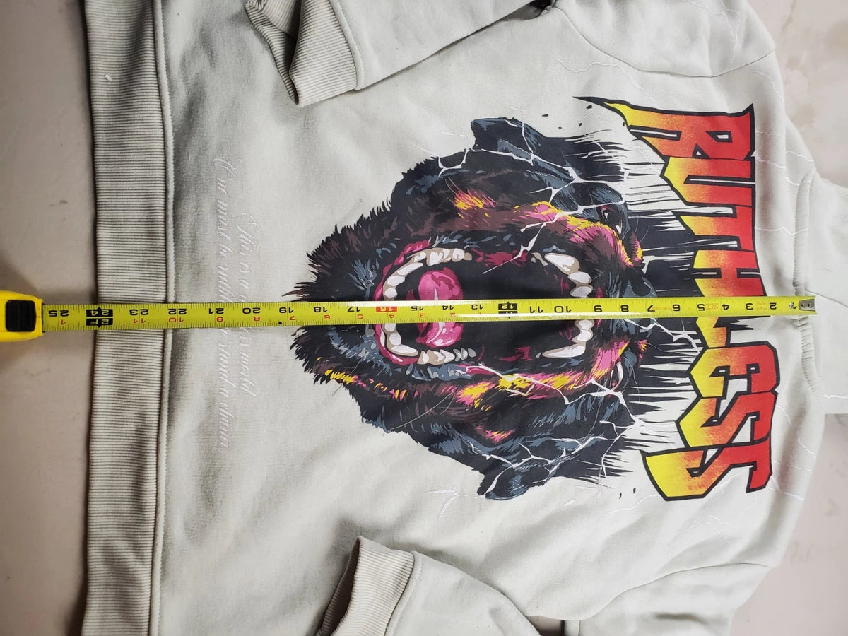 RGSTR “Ruthless” Bear Graphic Hoodie – Size M – No Hood String