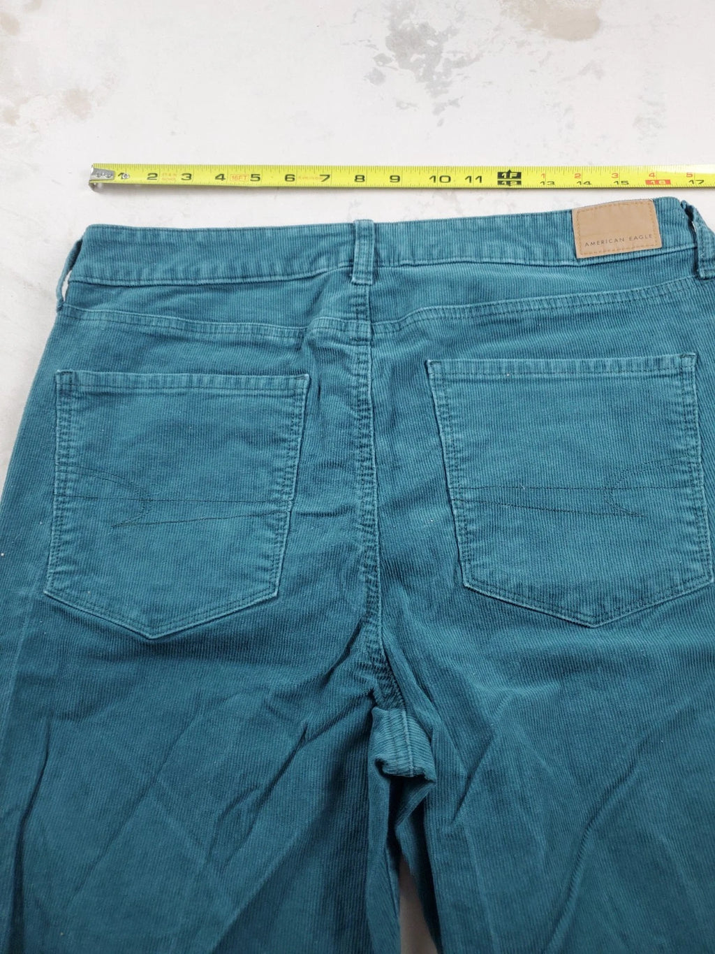American Eagle Super Hi‑Rise Flare Corduroy Pants – Teal – 34” Stretch Waist