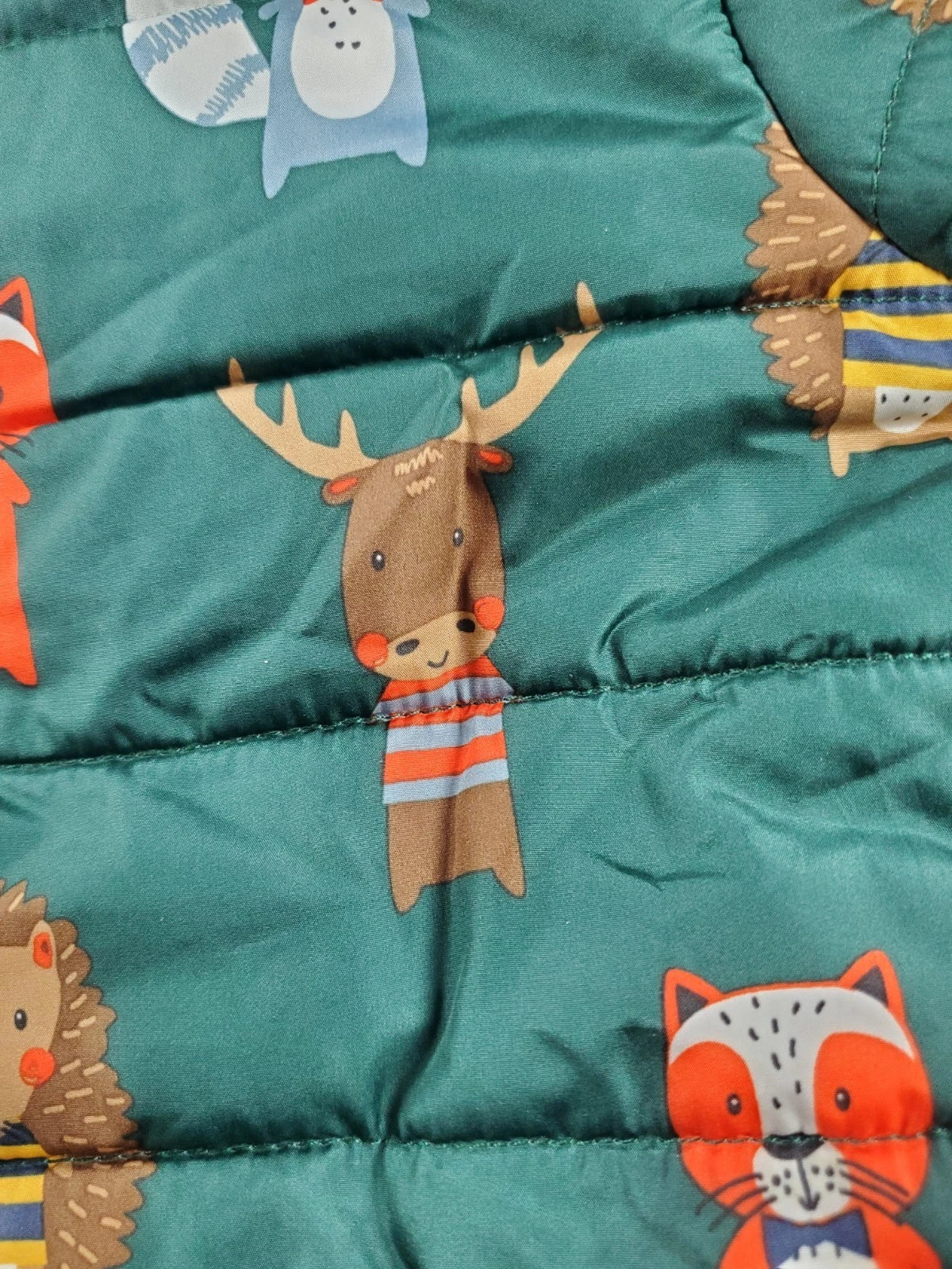 The Children’s Place Winter Coat–Green–Fox<wbr/>, Raccoon &amp; Moose Characters – Size 4T