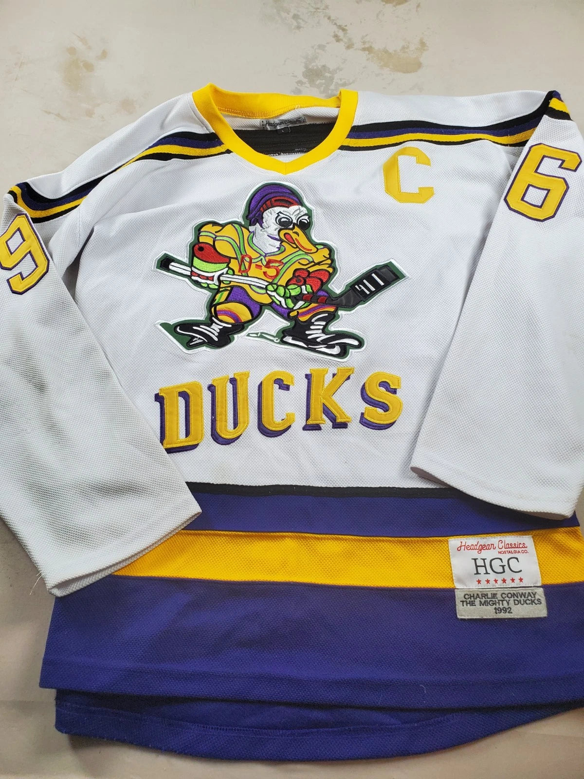 Headgear Classics Hockey Jersey HGC Mighty Ducks Charlie Conway White Mens L