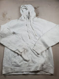 District White Pullover Hoodie – Size M – Soft Fleece Sweatshirt
