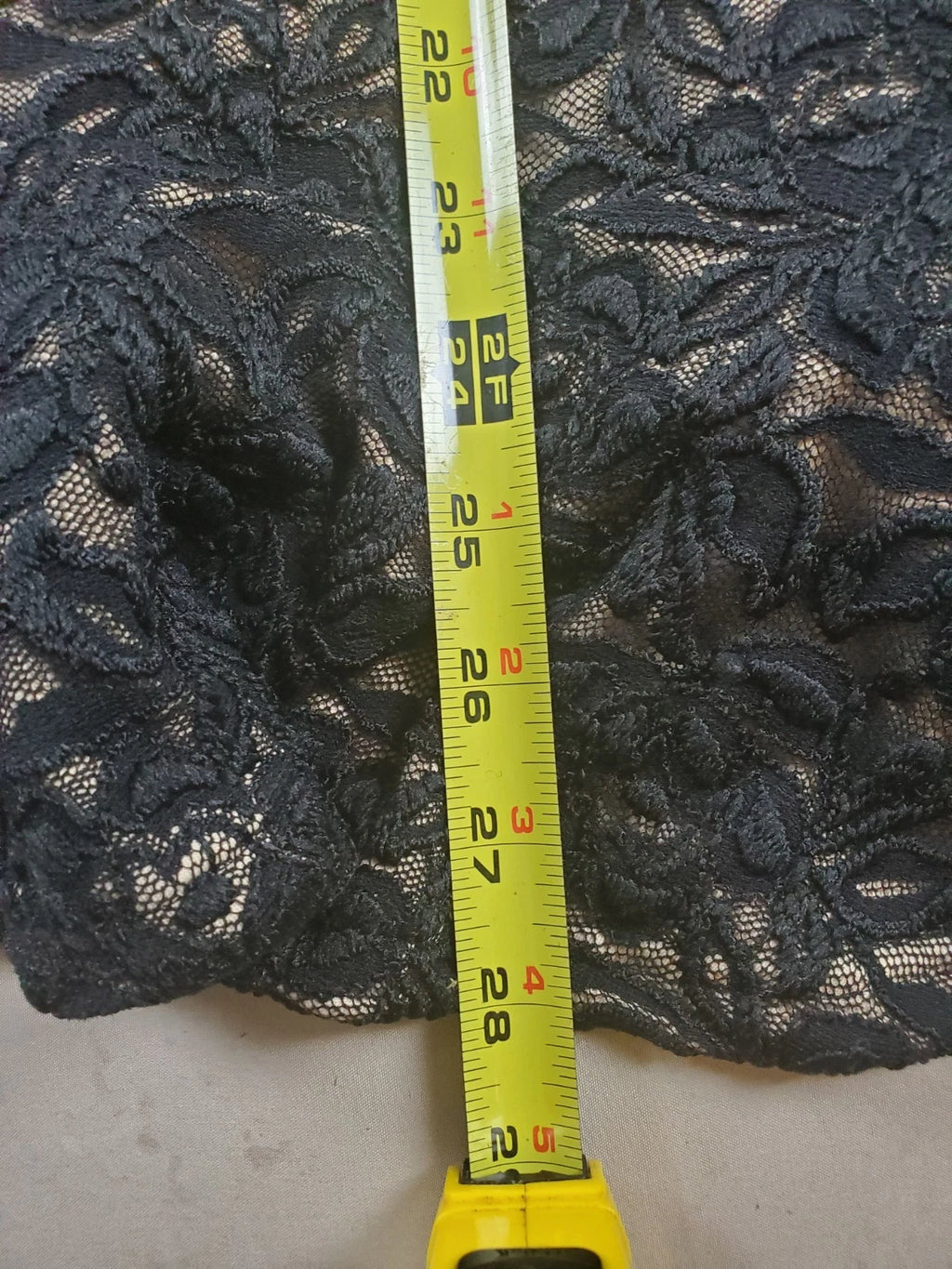 Bebe Formal Strapless Black Lace Bodysuit Dress nude lining Zipper Back – Size S
