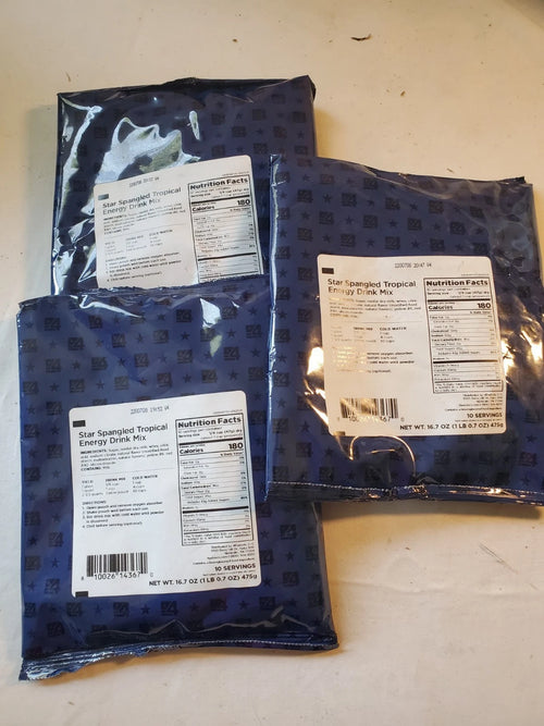 4Patriots emergency food kits - Star Spangled Tropical Engergy Drink Mix - 3 pks