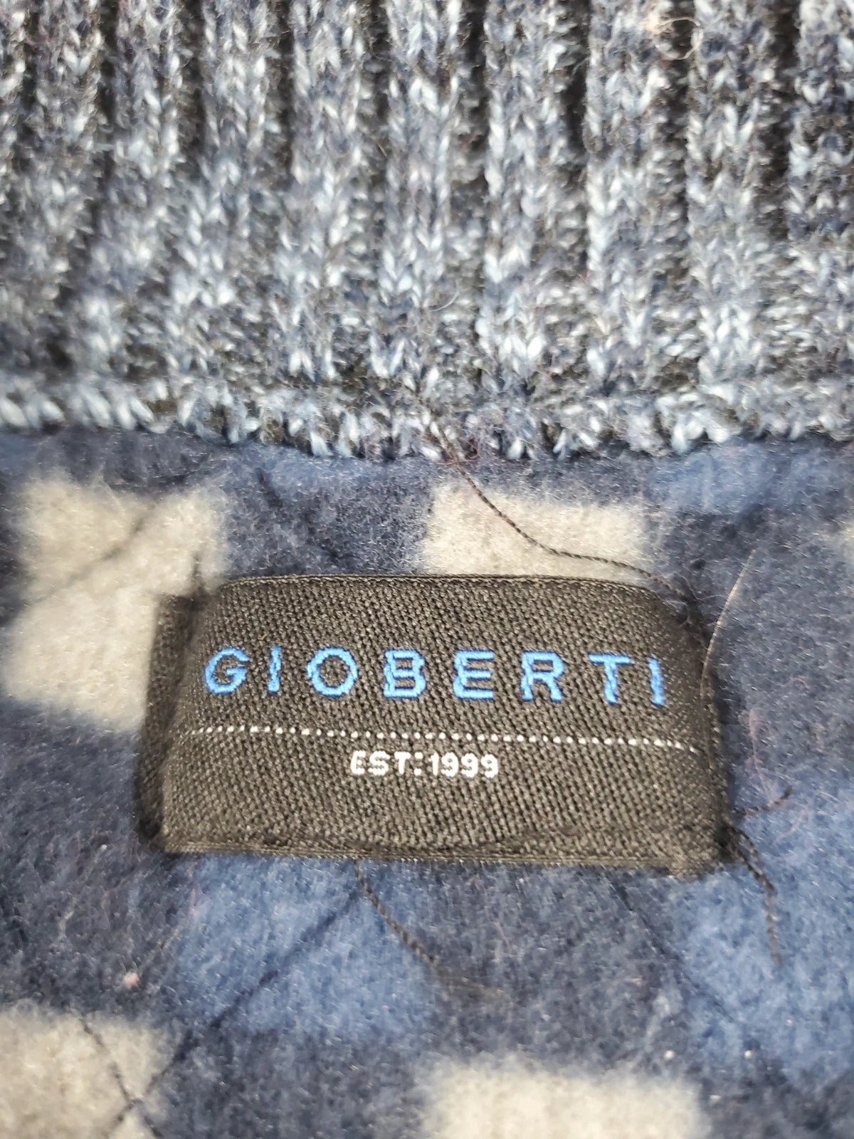 Gioberti Cardigan Sweater Men L Blue Full Zip Mock Lined Long Sleeve