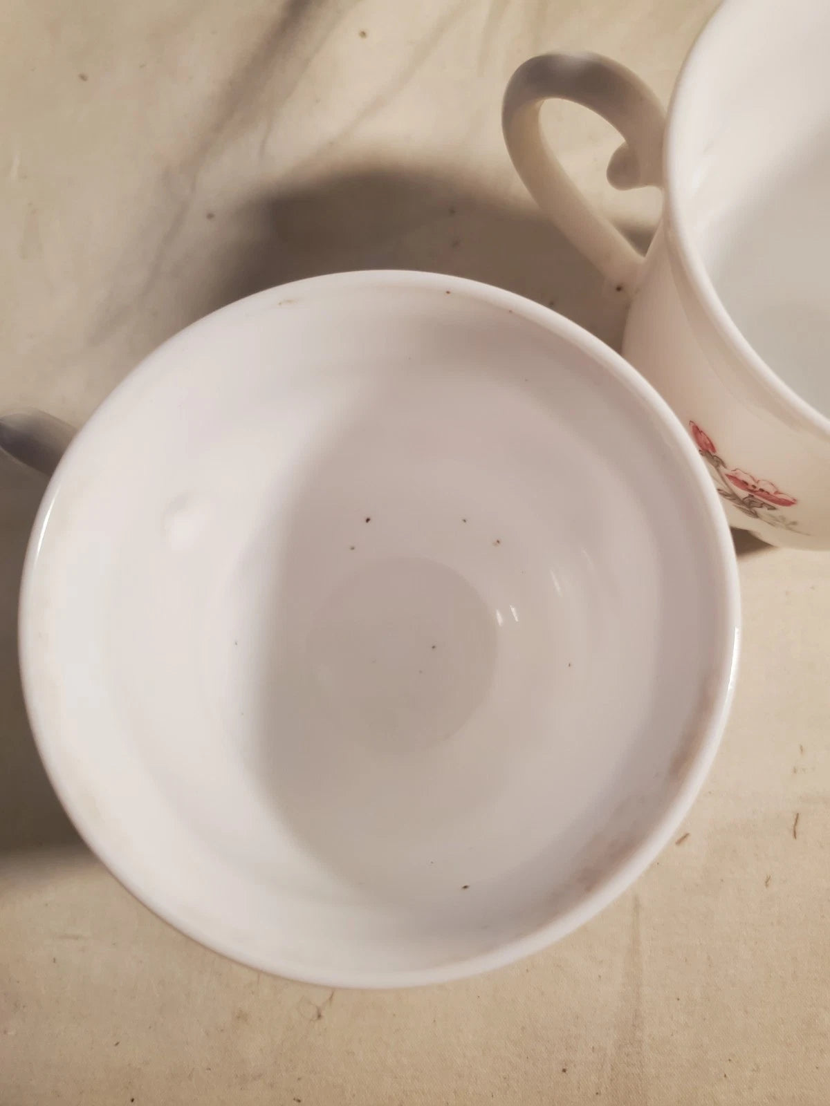 Arcopal France Vintage Floral Milk Glass Tea Cups Set of 2 Pink Blossom