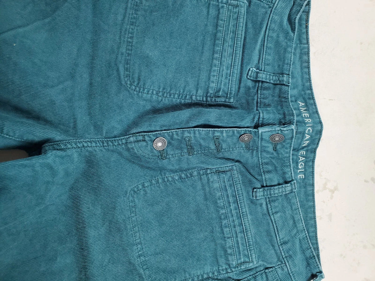 American Eagle Super Hi‑Rise Flare Corduroy Pants – Teal – 34” Stretch Waist