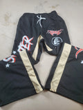 Romwe Women's Black Pants, gold trim Size S Small Us 36 Eur 46 Grafitti