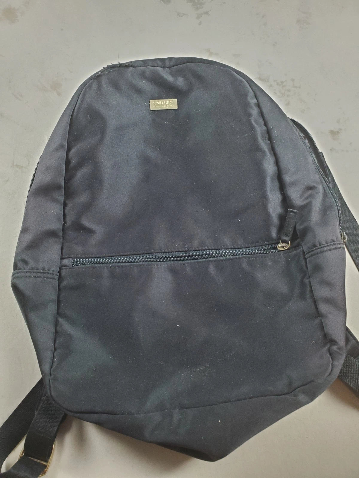Carolina Herrera Good Girl Black Satin Backpack Ring Top Handle Gold Hardware