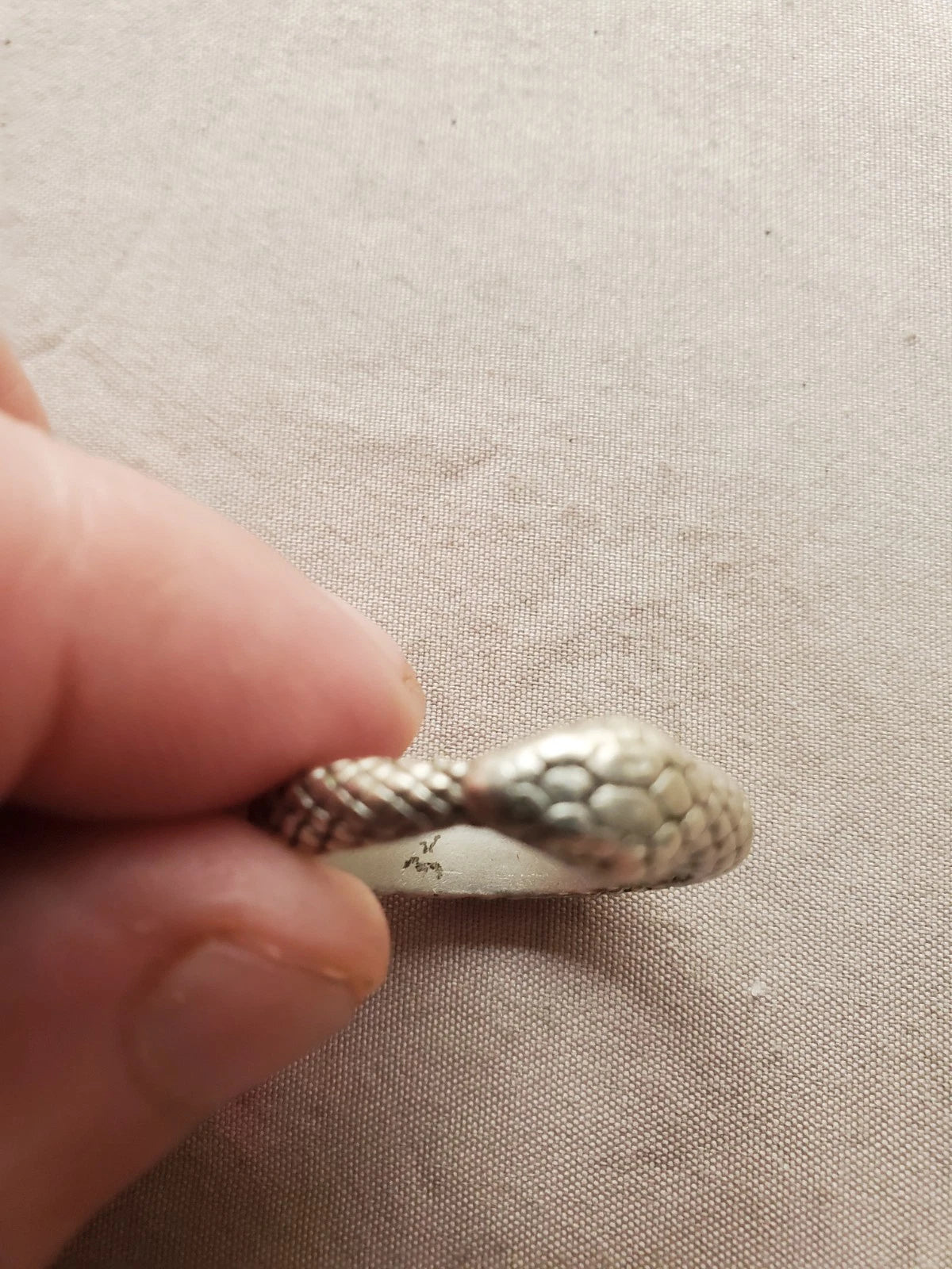 Sterling Silver 925 Ouroboros Snake Ring – 9.3g – Scaled Band – Size 10/10.5